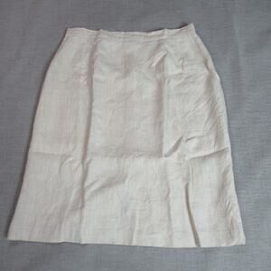 Vintage Club France Womens Skirt Size 16 Beige 100% Linen Rich Girl Neutrals 90s